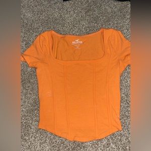 cropped square neck orange short sleeve from hollister